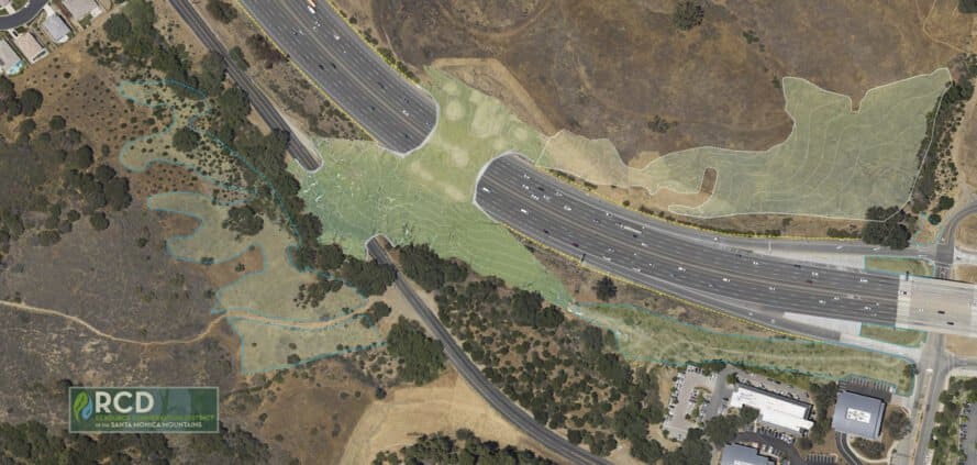 rendering of large grassy bridge over a highway